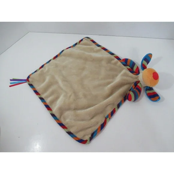 Little Jellycat plush Jazzie puppy dog security blanket lovey tan rainbow stripe - Picture 3 of 6
